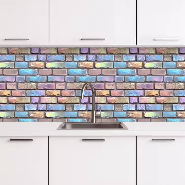 Keuken achterwand - Stenen - Regenboog - Metallic — 4