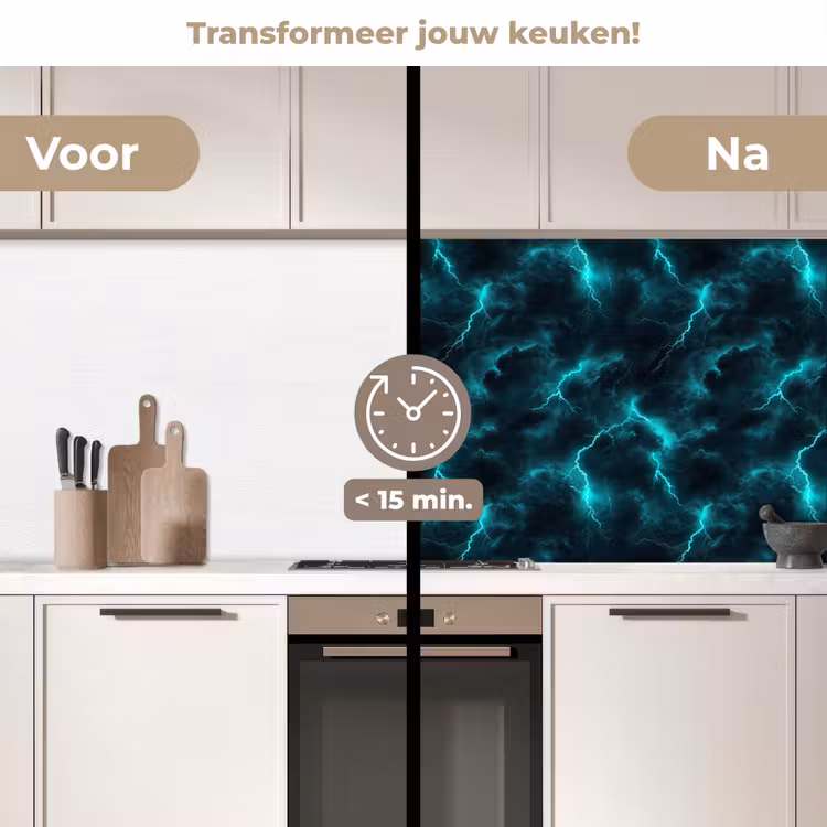 Keuken achterwand - Turquoise - Bliksem - Wolken — 3