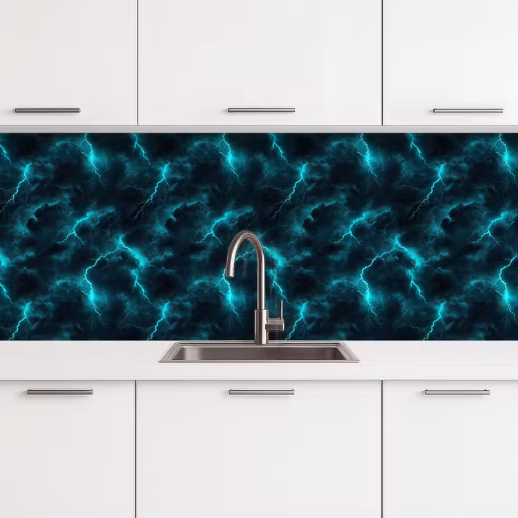Keuken achterwand - Turquoise - Bliksem - Wolken — 4