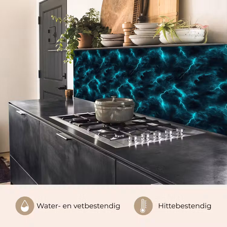 Keuken achterwand - Turquoise - Bliksem - Wolken — 5