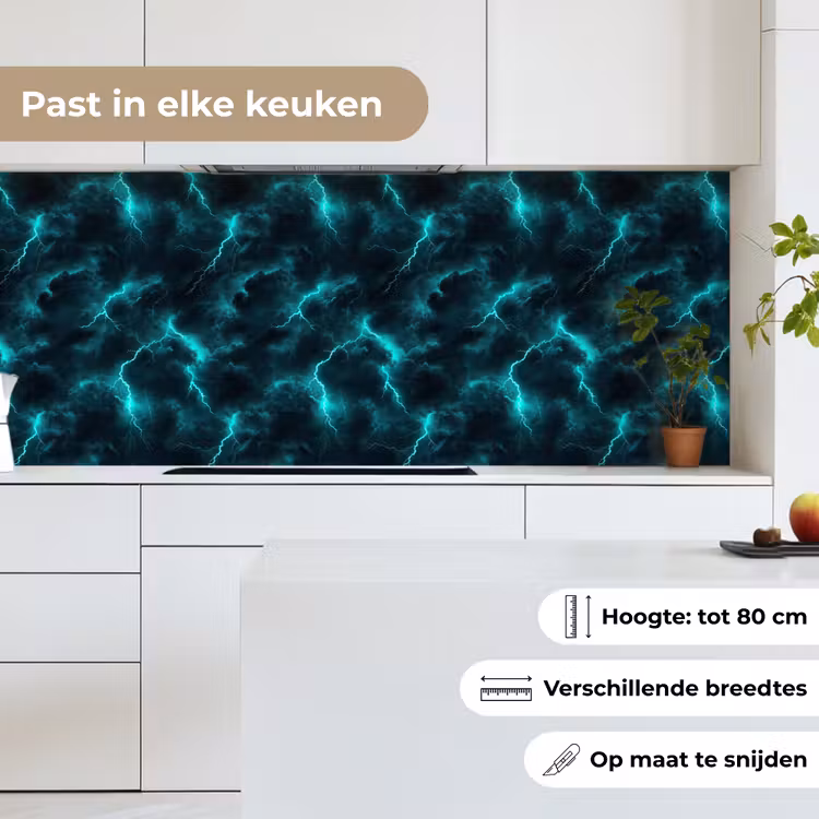 Keuken achterwand - Turquoise - Bliksem - Wolken — 7