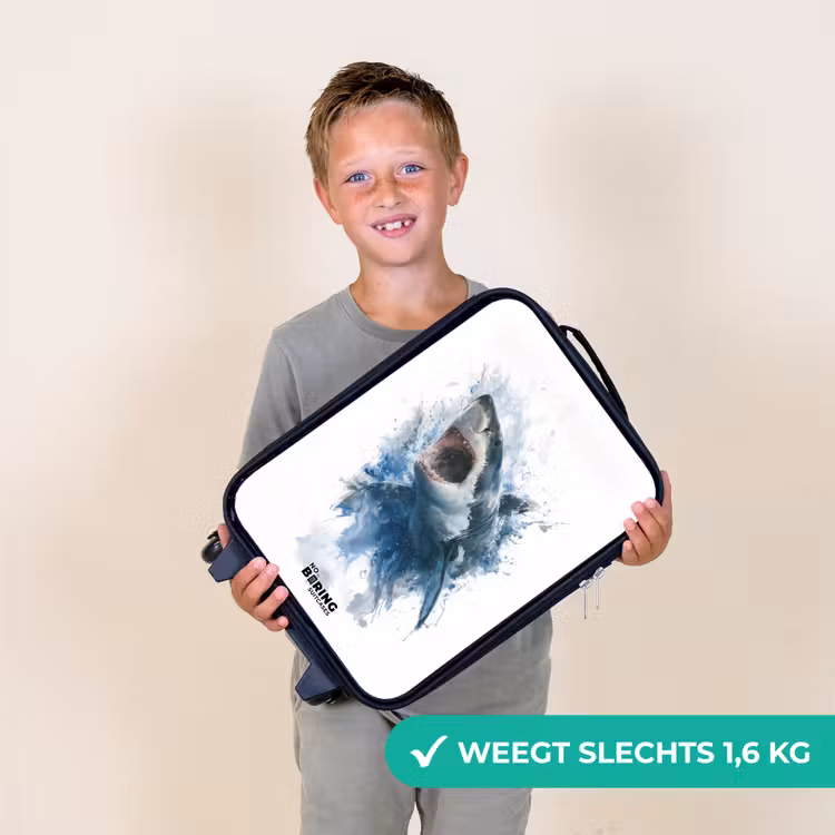 Kinderkoffers met naam - Aanvallende haai in waterverf — 3