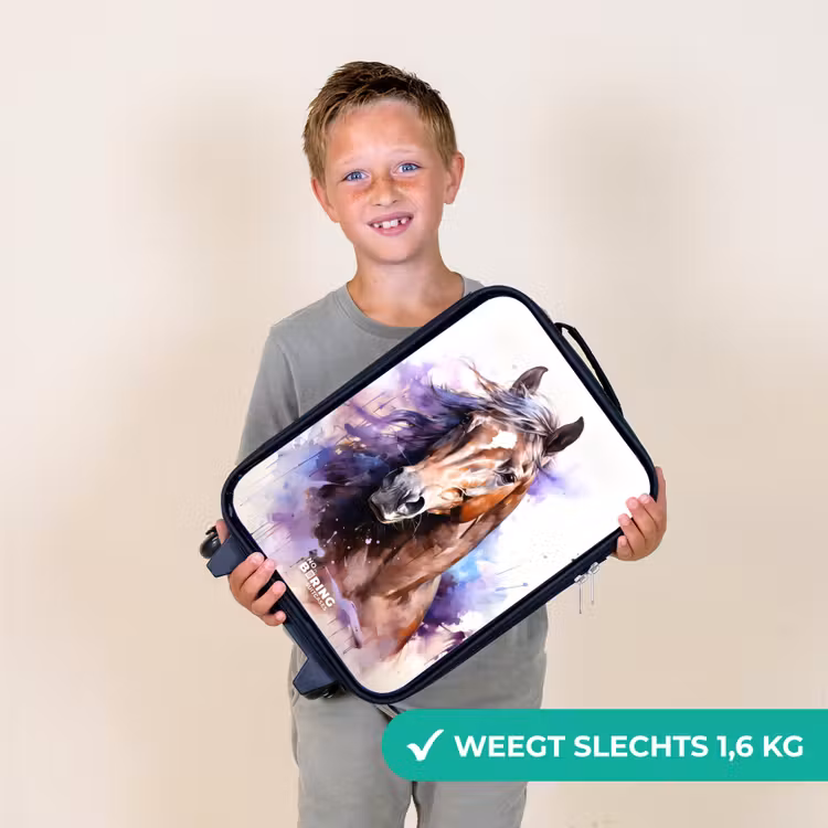 Kinderkoffer - Aquarel paard met kleurrijke spatten — 3