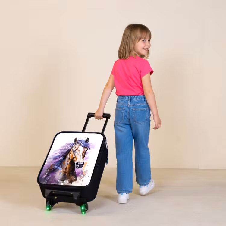 Kinderkoffer - Aquarel paard met paarse manen — 2