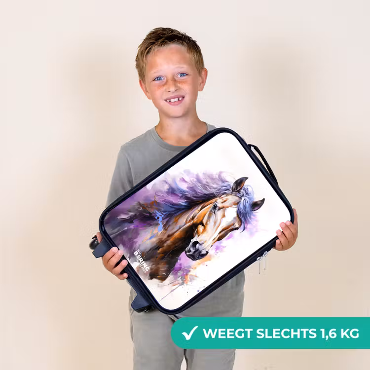 Kinderkoffer - Aquarel paard met paarse manen — 3
