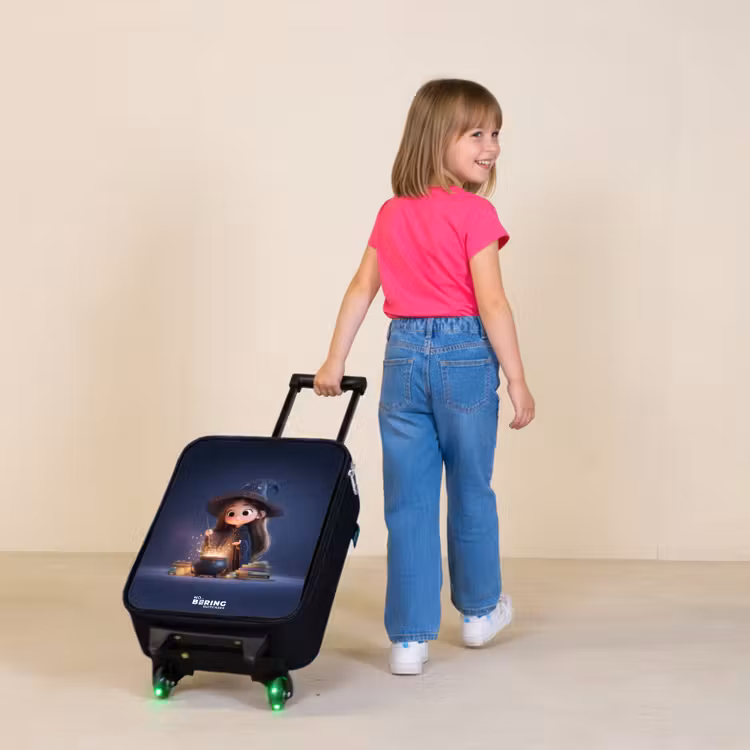 Kinderkoffers met naam - Betoverend meisje met ketel — 2
