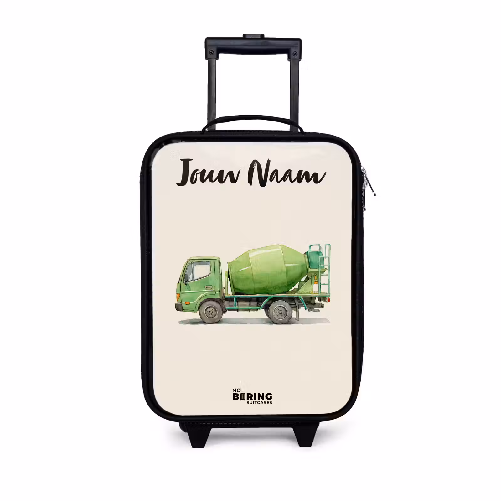 Kinderkoffers met naam - Betonmixer - Getekend - Groen — 1