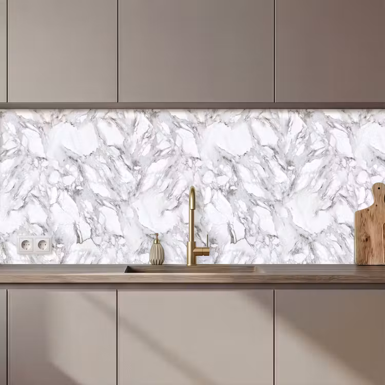 Keuken achterwand - Marmer - Gelaagd - Brekend - Grijsstructuur — 1