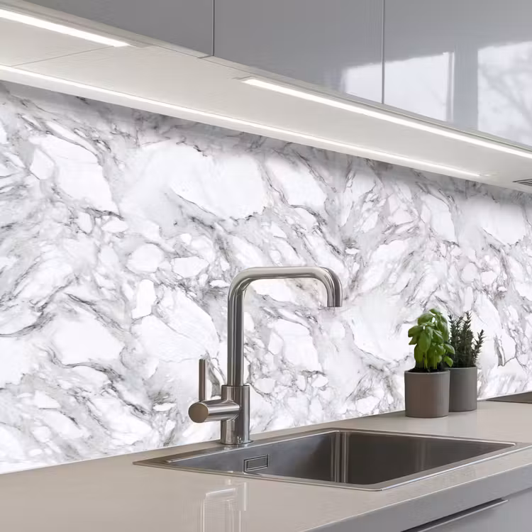 Keuken achterwand - Marmer - Gelaagd - Brekend - Grijsstructuur — 2