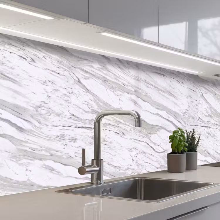 Keuken achterwand - Marmer - Wit - Grijsgroen — 2