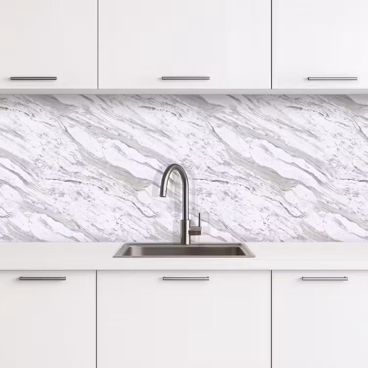 Keuken achterwand - Marmer - Wit - Grijsgroen — 4