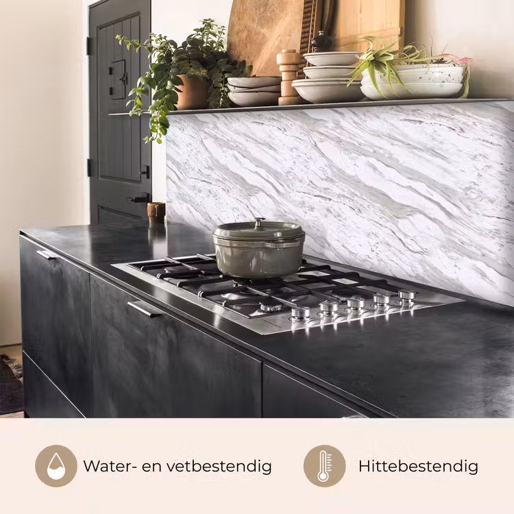 Keuken achterwand - Marmer - Wit - Grijsgroen — 5