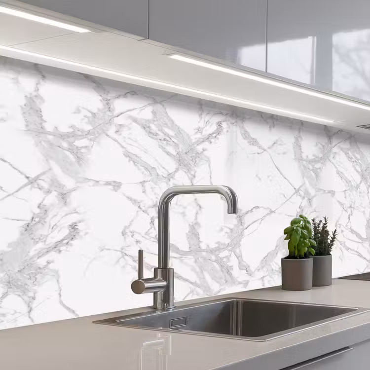 Keuken achterwand - Marmer - Zuiver - Grijs - Aders — 2
