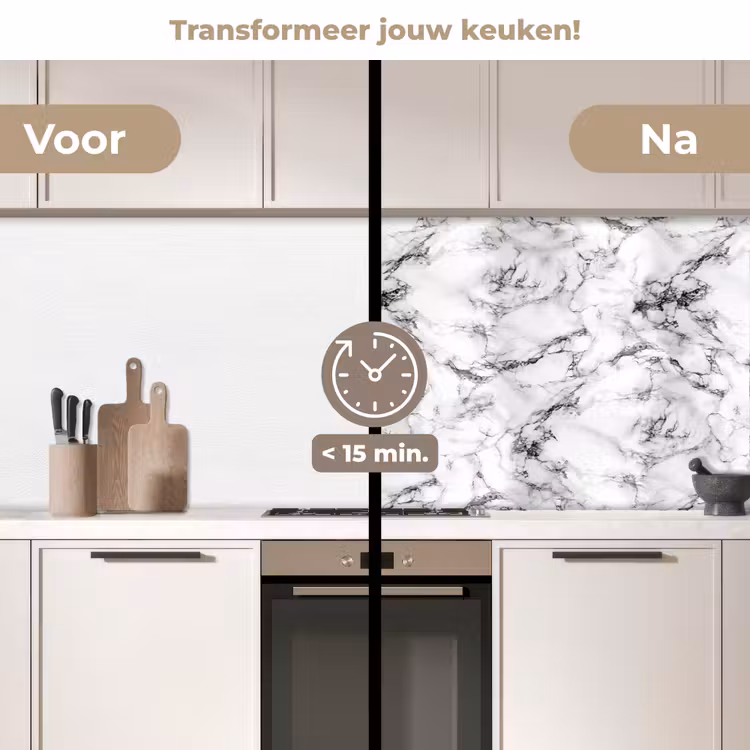 Keuken achterwand - Marmer - Zwart - Dramatisch - Wit — 3