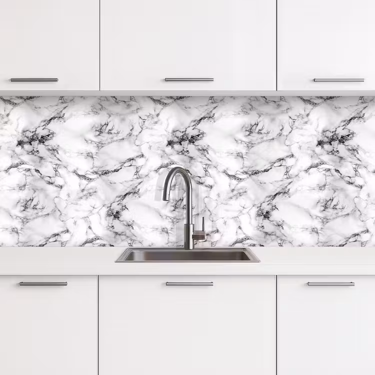 Keuken achterwand - Marmer - Zwart - Dramatisch - Wit — 4