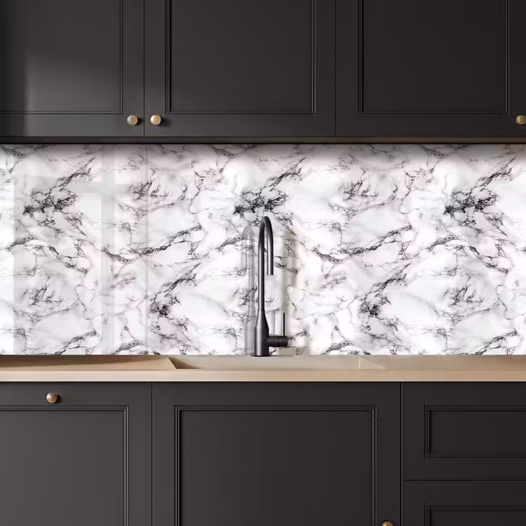 Keuken achterwand - Marmer - Zwart - Dramatisch - Wit — 6