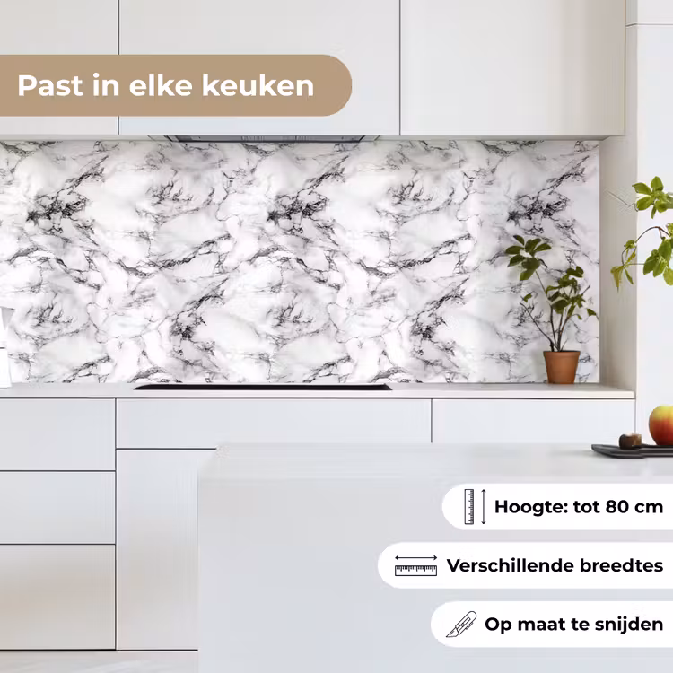 Keuken achterwand - Marmer - Zwart - Dramatisch - Wit — 7