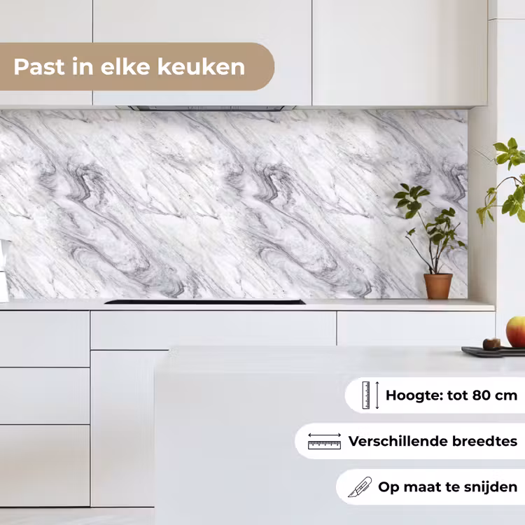 Keuken achterwand - Wervelende - Grijsstructuur - Marmer - Wit — 7