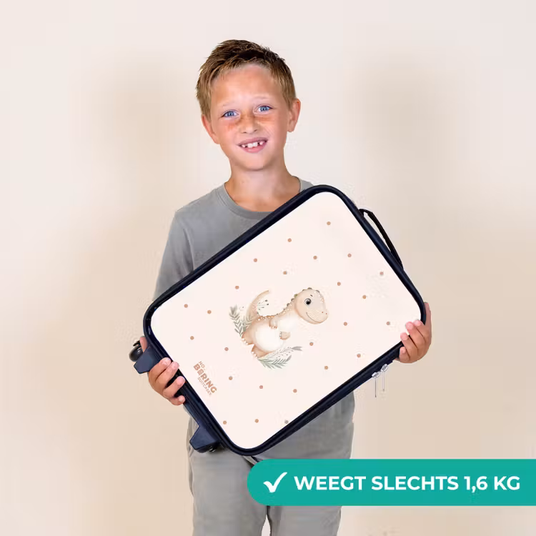 Kinderkoffer - Beige dino op een stippen achtergrond — 3