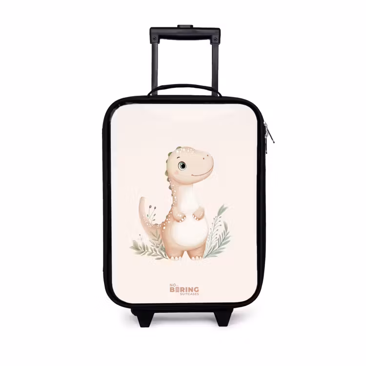 Kinderkoffer - Beige dinosaurus met groene blaadjes — 1