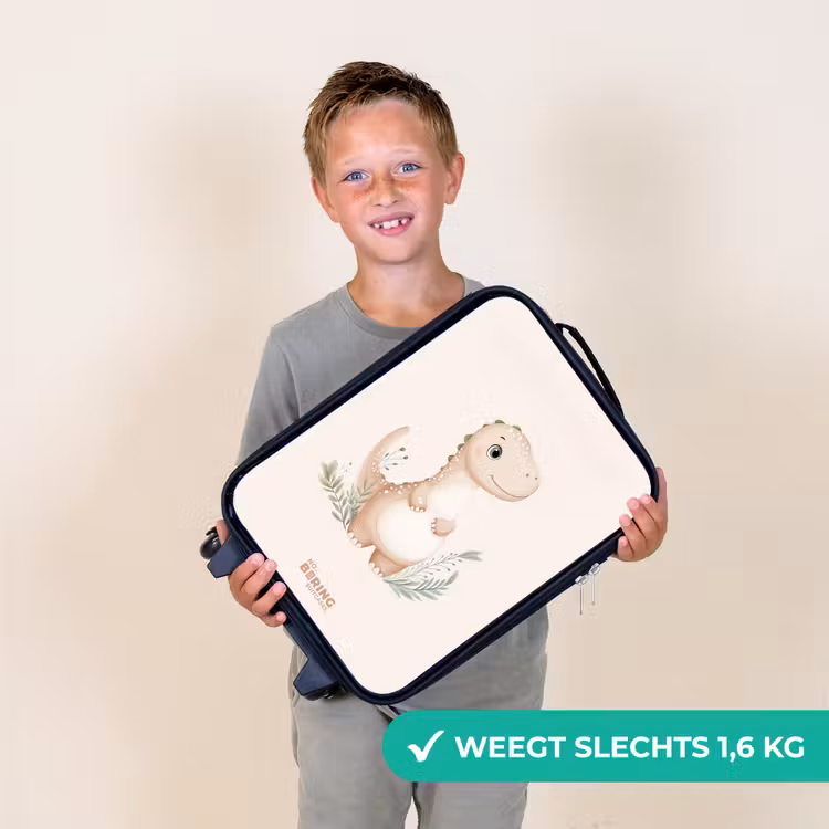Kinderkoffer - Beige dinosaurus met groene blaadjes — 3