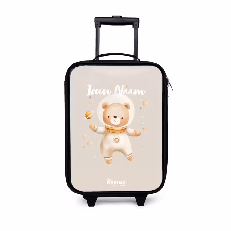 Kinderkoffer - Beige ruimtebeer zweeft tussen sterren — 1