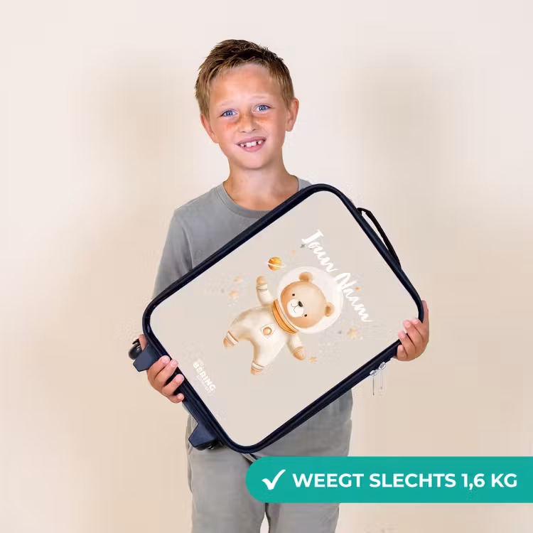 Kinderkoffer - Beige ruimtebeer zweeft tussen sterren — 3
