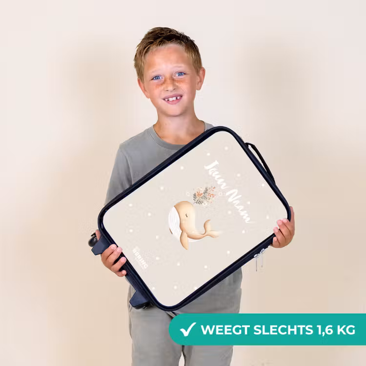 Kinderkoffer - Beige walvis in bloemenzee — 3