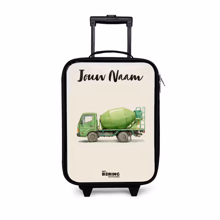 Kinderkoffers met naam - Betonmixer - Getekend - Groen — 1