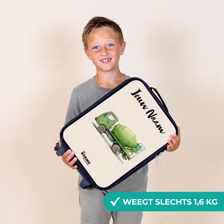 Kinderkoffers met naam - Betonmixer - Getekend - Groen — 3
