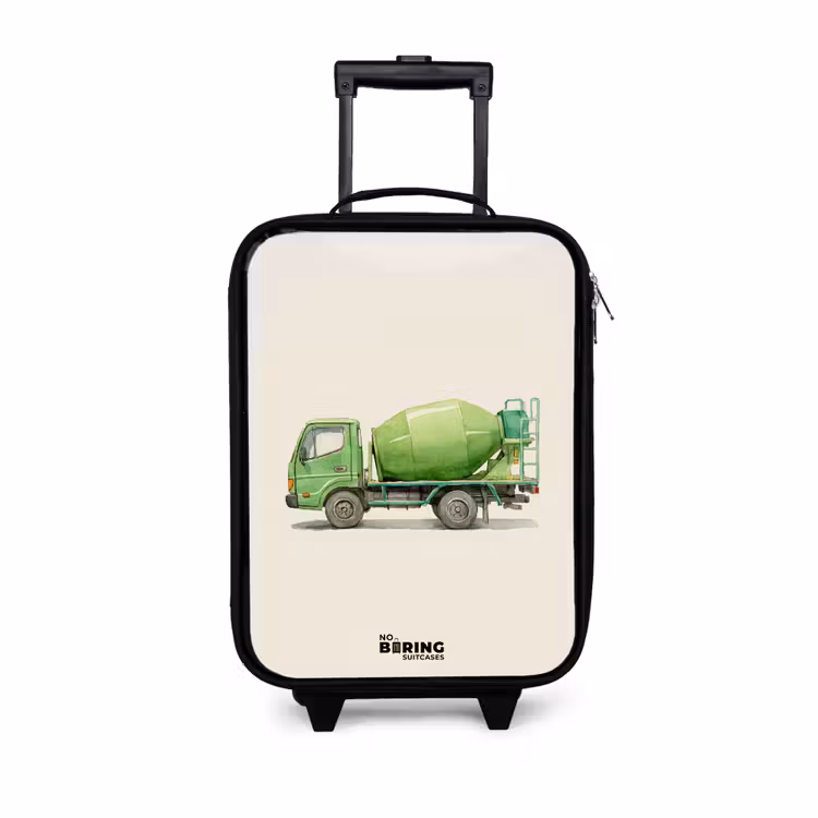 Kinderkoffers met naam - Betonmixer - Getekend - Groen — 1