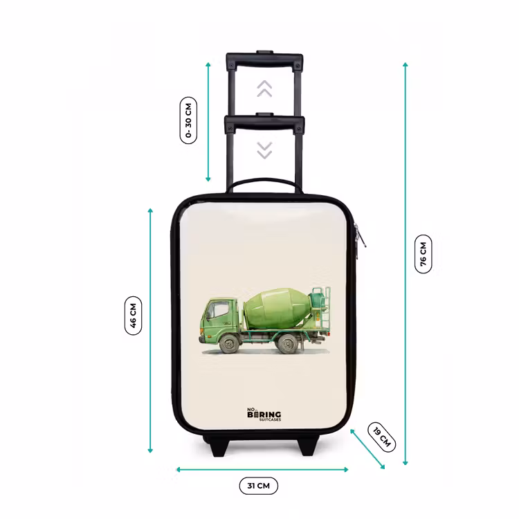 Kinderkoffers met naam - Betonmixer - Getekend - Groen — 7