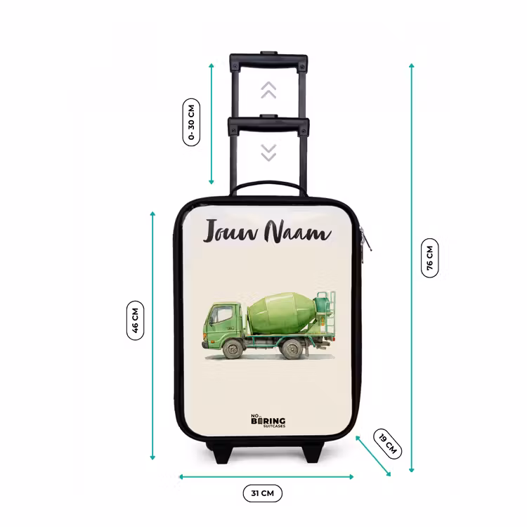 Kinderkoffers met naam - Betonmixer - Getekend - Groen — 7