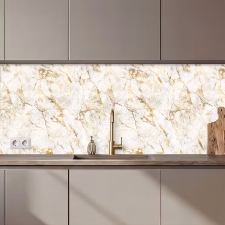 Keuken achterwand - Goud - Licht - Nerf - Marmer — 1