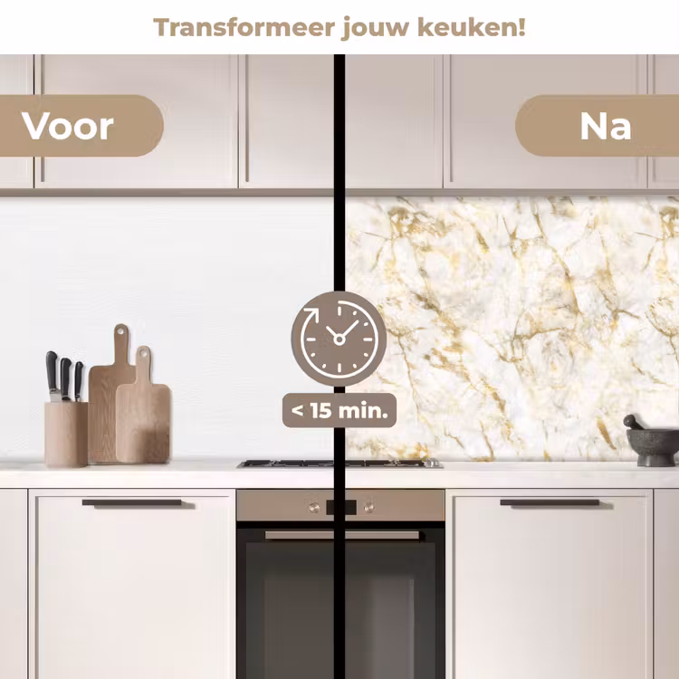 Keuken achterwand - Goud - Licht - Nerf - Marmer — 3