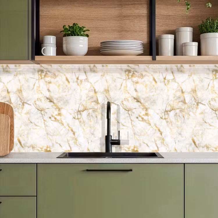 Keuken achterwand - Goud - Licht - Nerf - Marmer — 8