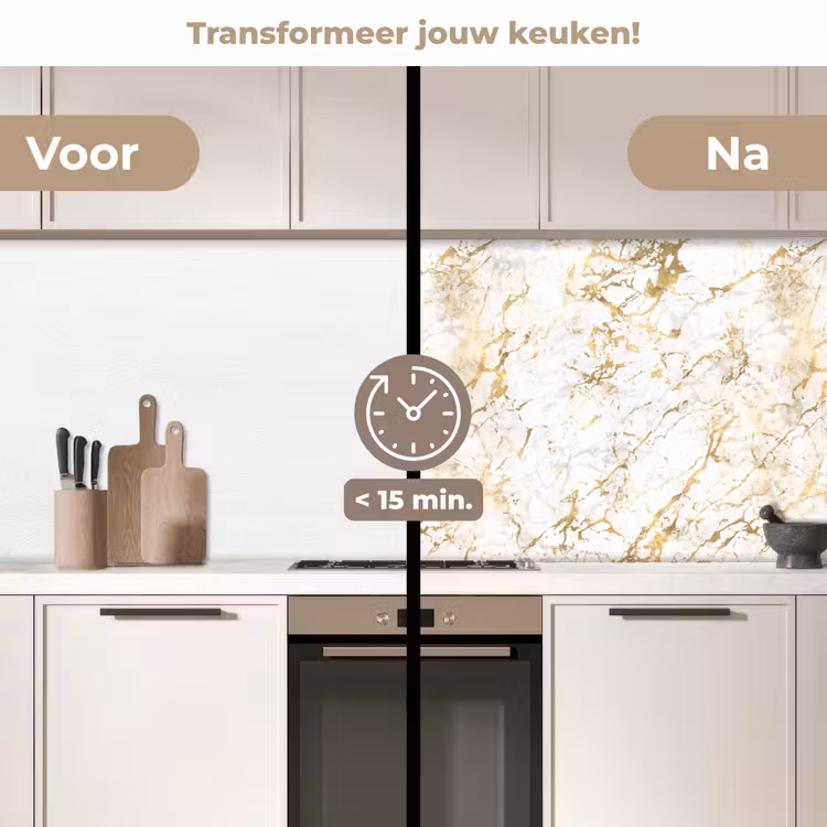 Keuken achterwand - Goudspatten - Wit - Marmer — 3