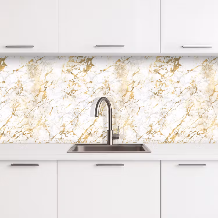 Keuken achterwand - Goudspatten - Wit - Marmer — 4