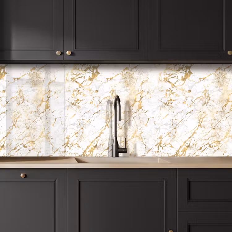 Keuken achterwand - Goudspatten - Wit - Marmer — 6