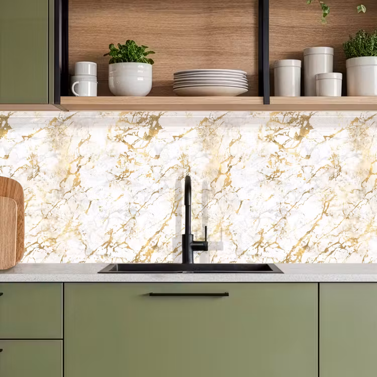 Keuken achterwand - Goudspatten - Wit - Marmer — 8