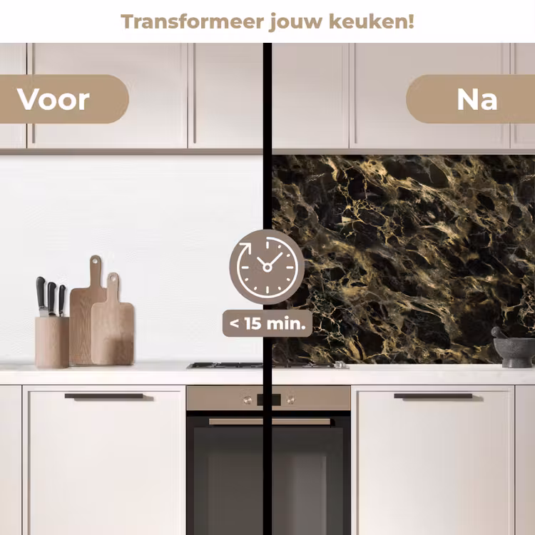 Keuken achterwand - Kristal - Goud - Zwart - Marmer — 3