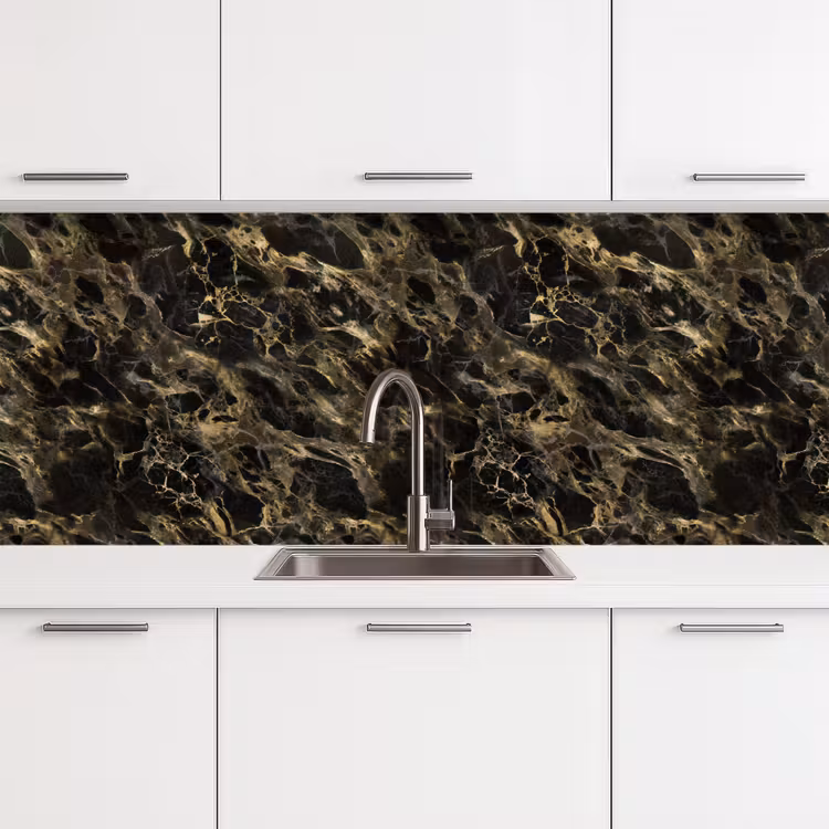 Keuken achterwand - Kristal - Goud - Zwart - Marmer — 4