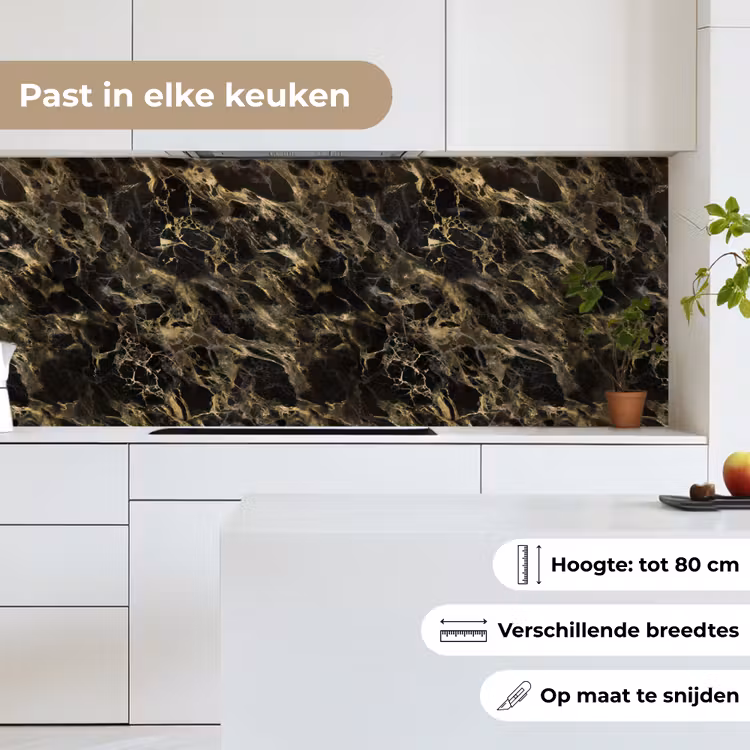 Keuken achterwand - Kristal - Goud - Zwart - Marmer — 7