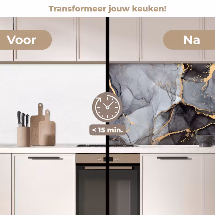 Keuken achterwand - Marmer - Abstract - Goud - Grijs — 2