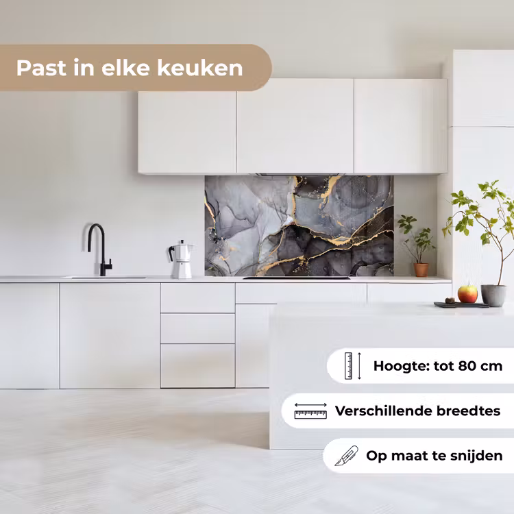 Keuken achterwand - Marmer - Abstract - Goud - Grijs — 6