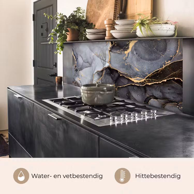 Keuken achterwand - Marmer - Abstract - Goud - Grijs — 7