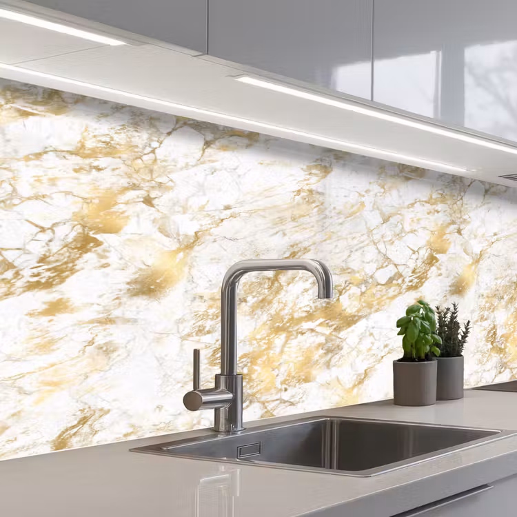 Keuken achterwand - Marmer - Goud - Structuur — 2