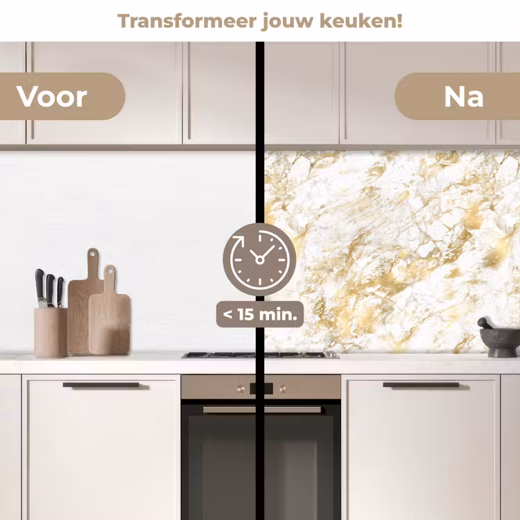 Keuken achterwand - Marmer - Goud - Structuur — 3