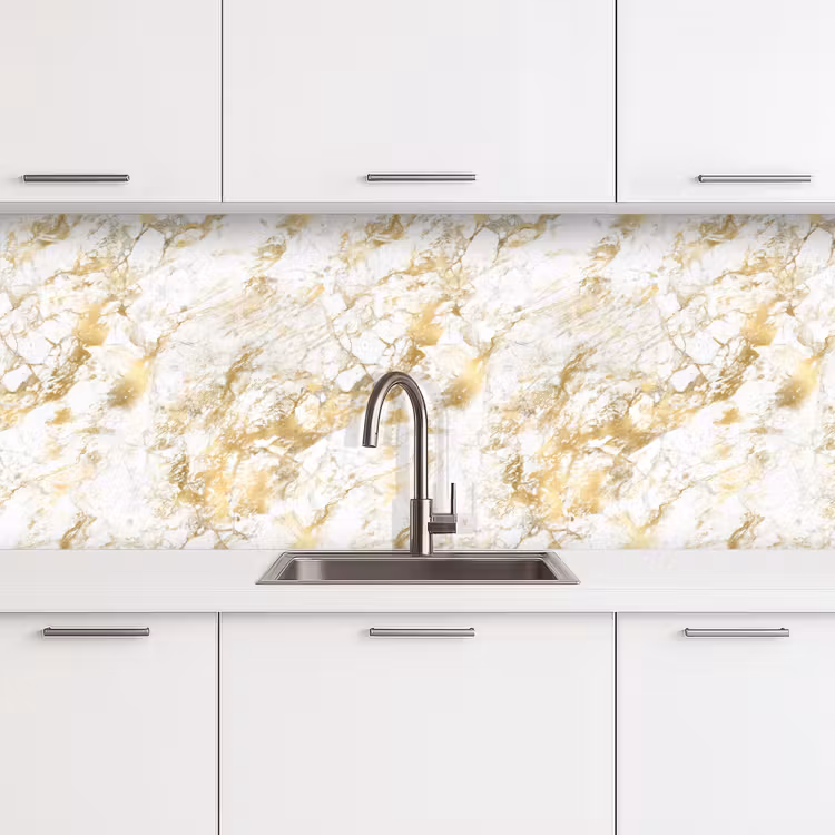 Keuken achterwand - Marmer - Goud - Structuur — 4