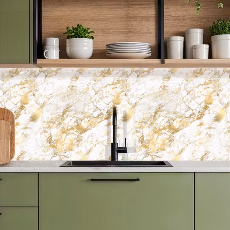 Keuken achterwand - Marmer - Goud - Structuur — 8